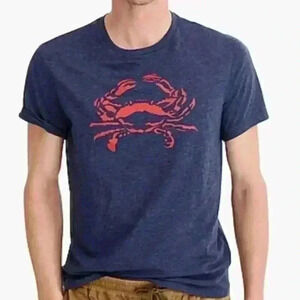 J Crew Mens Red Crab T-shirt, Deep Ultramarine Blue, Lightweight, XLarge